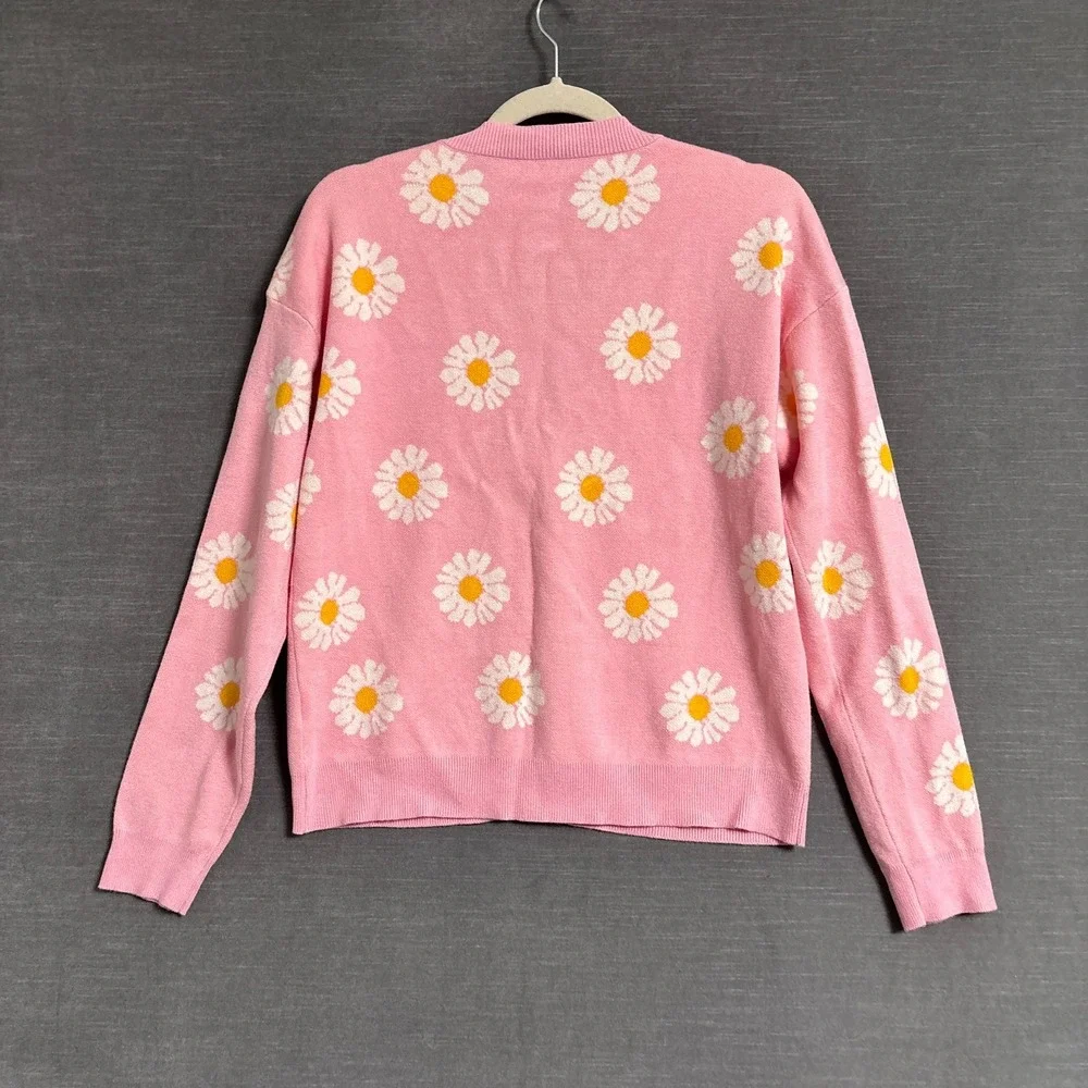 Daisy‎ Floral Sweater Cardigan M Cute Preppy Colorful Hippie